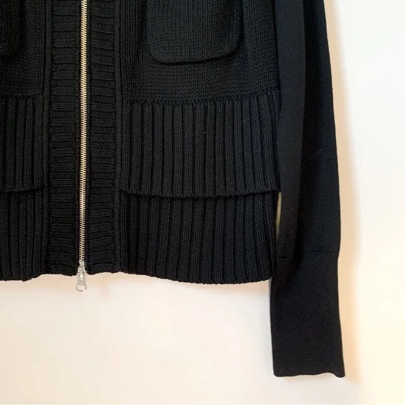 KaufmanFranco Black Zip Knit Cardigan Jacket - Picture 6 of 10